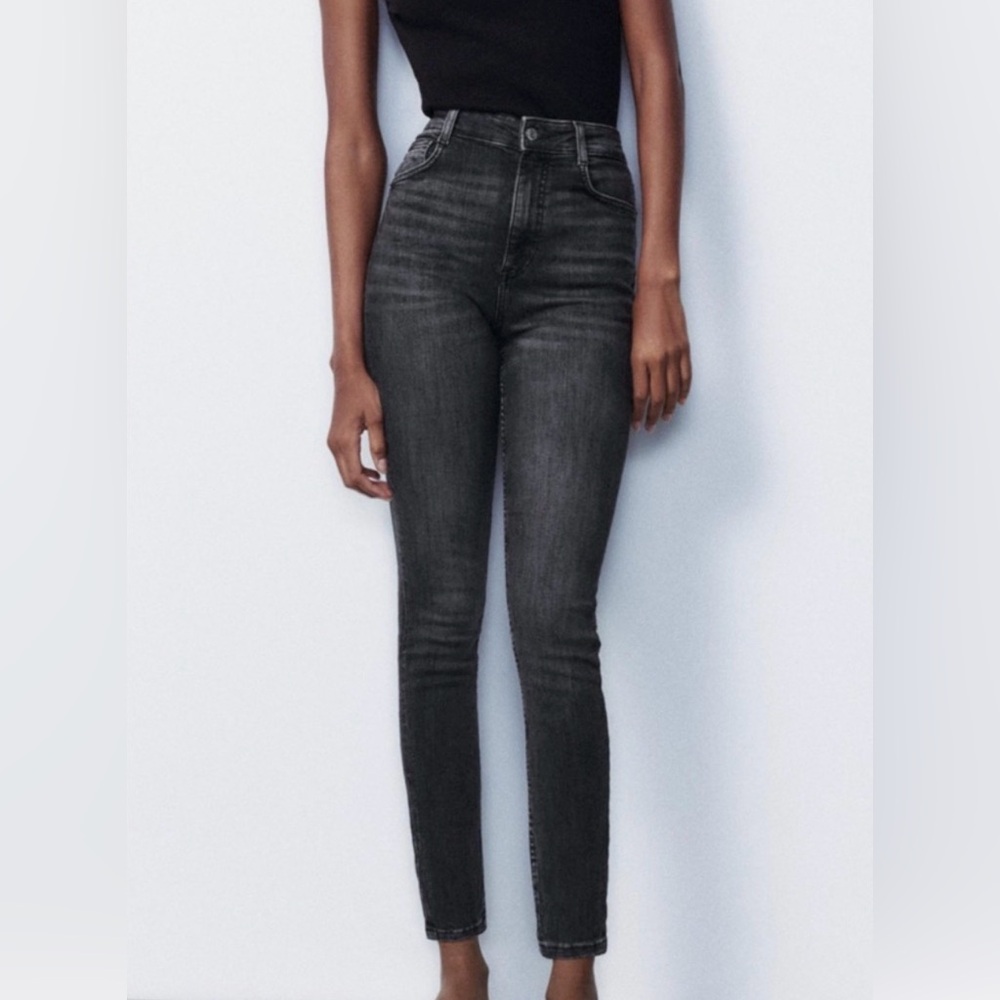 Zara High Rise Charcoal Jeans